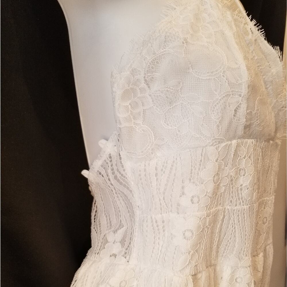 White Mini Dress Lace Spaghetti Strap Backless Sexy Summer Size‎ XL - Picture 11 of 16
